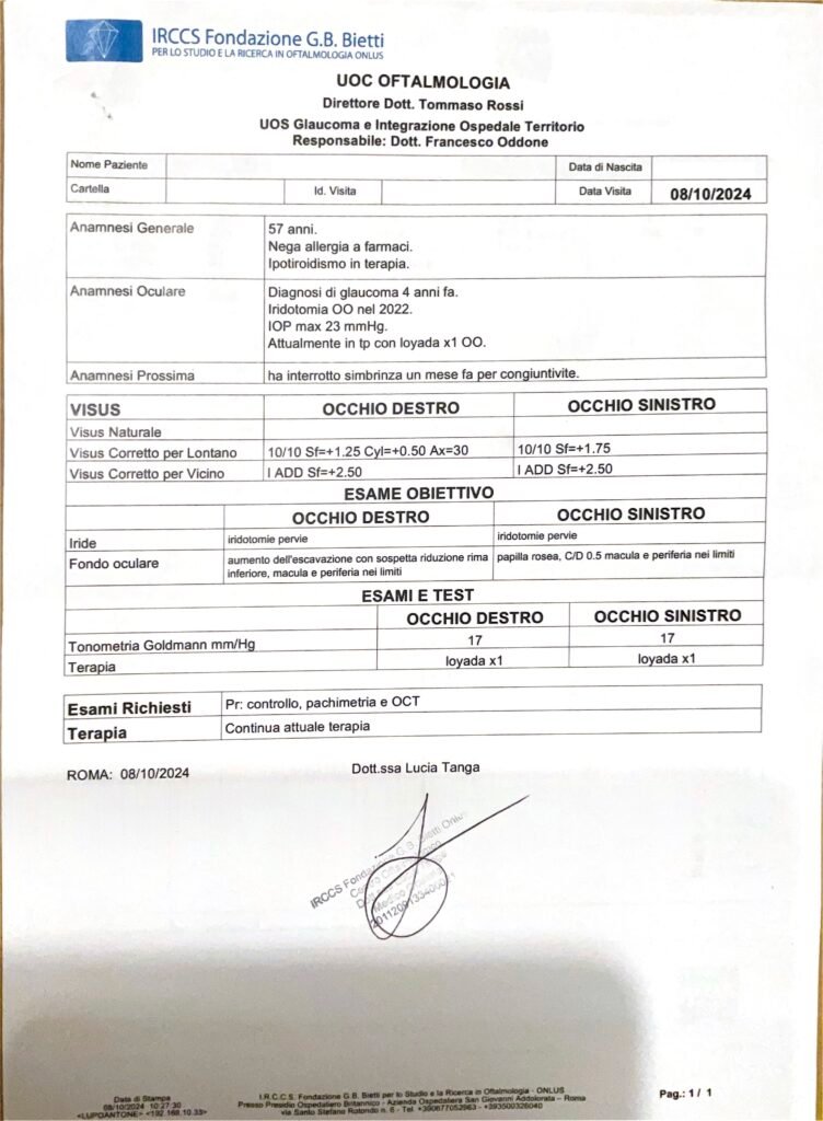 Glaucoma Visita oculistica